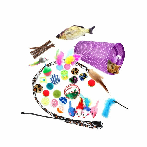 28-Piece Cat Toy Set with Anti-Bite Balls