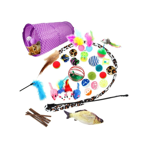28-Piece Cat Toy Set with Anti-Bite Balls